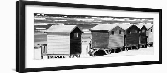 Awesome South Africa Collection Panoramic - Muizenberg Beach Huts B&W-Philippe Hugonnard-Framed Photographic Print
