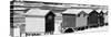 Awesome South Africa Collection Panoramic - Muizenberg Beach Huts B&W-Philippe Hugonnard-Stretched Canvas