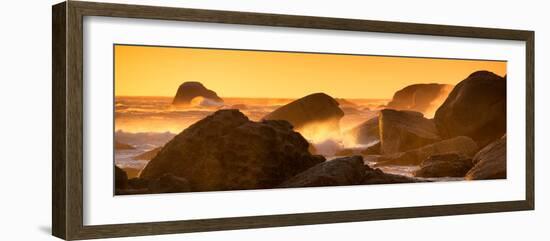 Awesome South Africa Collection Panoramic - Power of the Ocean at Sunset IV-Philippe Hugonnard-Framed Photographic Print