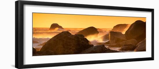 Awesome South Africa Collection Panoramic - Power of the Ocean at Sunset IV-Philippe Hugonnard-Framed Photographic Print