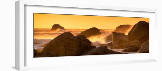 Awesome South Africa Collection Panoramic - Power of the Ocean at Sunset IV-Philippe Hugonnard-Framed Photographic Print