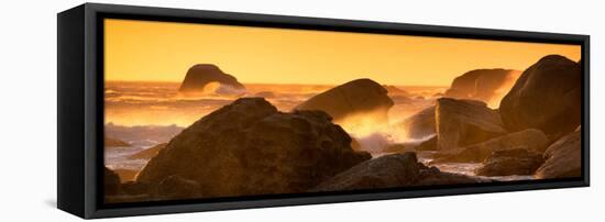 Awesome South Africa Collection Panoramic - Power of the Ocean at Sunset IV-Philippe Hugonnard-Framed Stretched Canvas