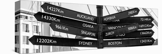 Awesome South Africa Collection Panoramic - Sign Post Cape Town B&W-Philippe Hugonnard-Stretched Canvas