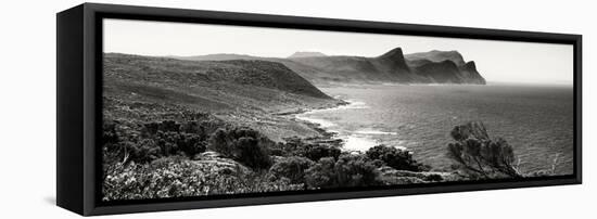 Awesome South Africa Collection Panoramic - South Peninsula Landscape - Cape Town B&W-Philippe Hugonnard-Framed Stretched Canvas
