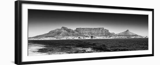 Awesome South Africa Collection Panoramic - Table Mountain - Cape Town B&W-Philippe Hugonnard-Framed Premium Photographic Print