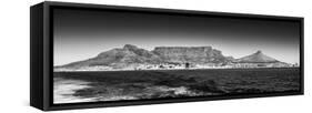 Awesome South Africa Collection Panoramic - Table Mountain - Cape Town B&W-Philippe Hugonnard-Framed Stretched Canvas