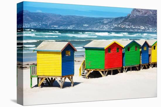 Awesome South Africa Collection - Row of Beach Houses on Beach-Philippe Hugonnard-Stretched Canvas