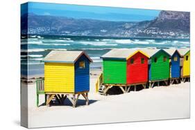 Awesome South Africa Collection - Row of Beach Houses on Beach-Philippe Hugonnard-Stretched Canvas