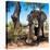 Awesome South Africa Collection Square - African Elephant Portrait-Philippe Hugonnard-Stretched Canvas