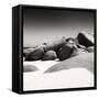 Awesome South Africa Collection Square - Boulders White Beach B&W II-Philippe Hugonnard-Framed Stretched Canvas