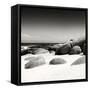 Awesome South Africa Collection Square - Boulders White Beach B&W-Philippe Hugonnard-Framed Stretched Canvas