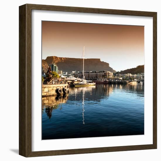 Awesome South Africa Collection Square - Cape Town Harbour and Table Mountain at Sunset II-Philippe Hugonnard-Framed Photographic Print