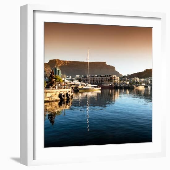 Awesome South Africa Collection Square - Cape Town Harbour and Table Mountain at Sunset II-Philippe Hugonnard-Framed Photographic Print