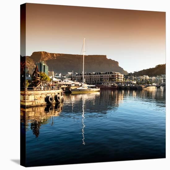 Awesome South Africa Collection Square - Cape Town Harbour and Table Mountain at Sunset II-Philippe Hugonnard-Stretched Canvas