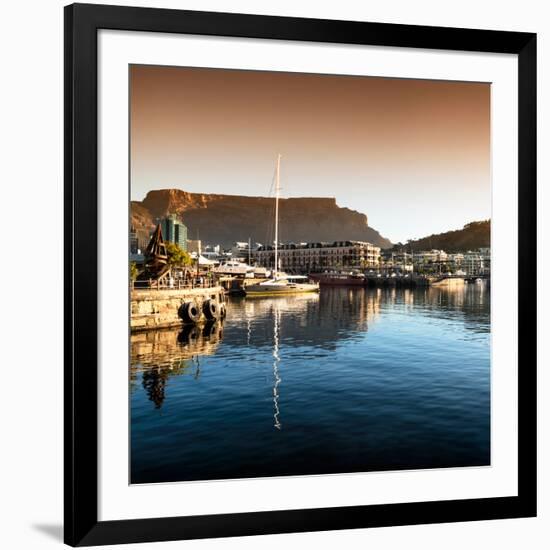 Awesome South Africa Collection Square - Cape Town Harbour and Table Mountain at Sunset II-Philippe Hugonnard-Framed Photographic Print