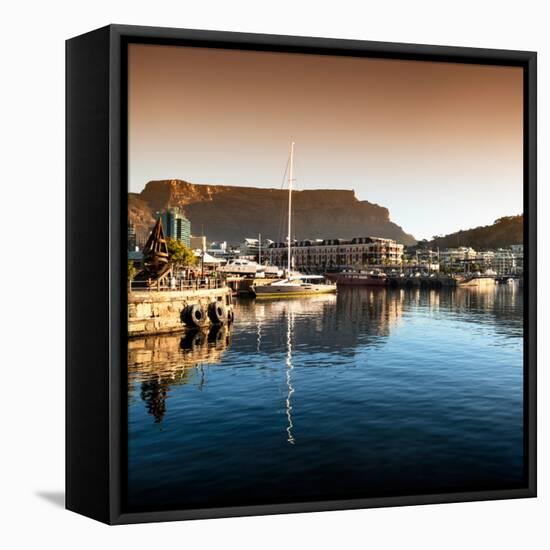 Awesome South Africa Collection Square - Cape Town Harbour and Table Mountain at Sunset II-Philippe Hugonnard-Framed Stretched Canvas