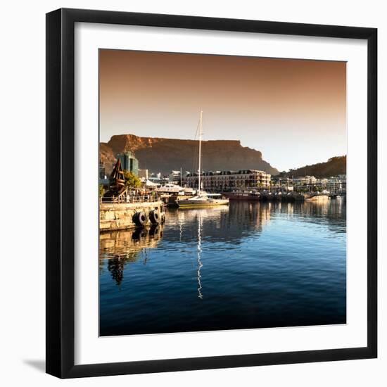 Awesome South Africa Collection Square - Cape Town Harbour and Table Mountain at Sunset II-Philippe Hugonnard-Framed Premium Photographic Print