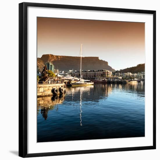 Awesome South Africa Collection Square - Cape Town Harbour and Table Mountain at Sunset II-Philippe Hugonnard-Framed Photographic Print
