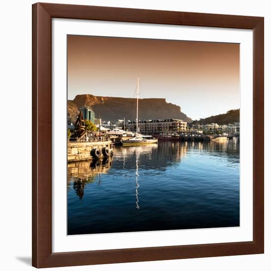 Awesome South Africa Collection Square - Cape Town Harbour and Table Mountain at Sunset II-Philippe Hugonnard-Framed Photographic Print