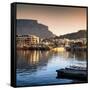 Awesome South Africa Collection Square - Cape Town Harbour and Table Mountain at Sunset-Philippe Hugonnard-Framed Stretched Canvas