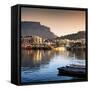 Awesome South Africa Collection Square - Cape Town Harbour and Table Mountain at Sunset-Philippe Hugonnard-Framed Stretched Canvas