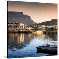 Awesome South Africa Collection Square - Cape Town Harbour and Table Mountain at Sunset-Philippe Hugonnard-Stretched Canvas