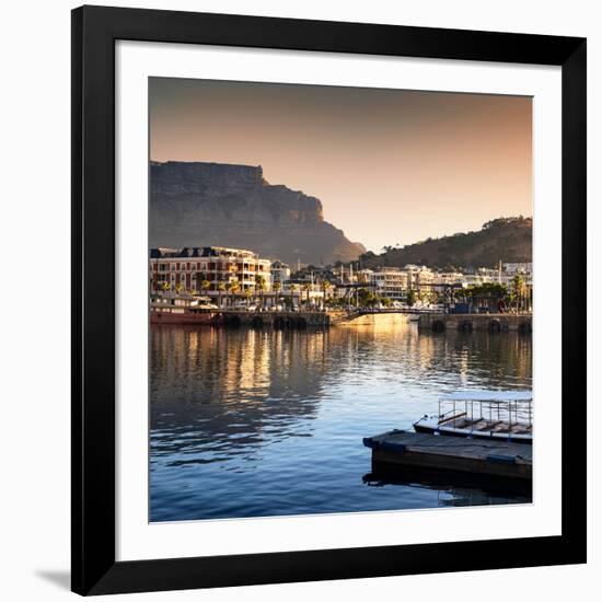 Awesome South Africa Collection Square - Cape Town Harbour and Table Mountain at Sunset-Philippe Hugonnard-Framed Photographic Print