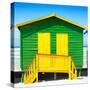 Awesome South Africa Collection Square - Close-Up Colorful Beach Hut - Green & Yellow-Philippe Hugonnard-Stretched Canvas