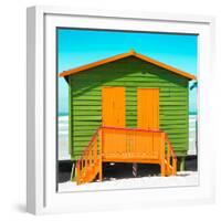 Awesome South Africa Collection Square - Close-Up Colorful Beach Hut - Lime & Orange-Philippe Hugonnard-Framed Photographic Print