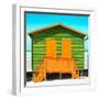 Awesome South Africa Collection Square - Close-Up Colorful Beach Hut - Lime & Orange-Philippe Hugonnard-Framed Photographic Print