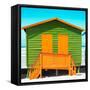 Awesome South Africa Collection Square - Close-Up Colorful Beach Hut - Lime & Orange-Philippe Hugonnard-Framed Stretched Canvas