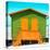 Awesome South Africa Collection Square - Close-Up Colorful Beach Hut - Lime & Orange-Philippe Hugonnard-Stretched Canvas