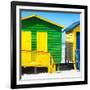 Awesome South Africa Collection Square - Close-Up Colorful Beach Huts - Green & Yellow-Philippe Hugonnard-Framed Photographic Print