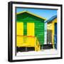 Awesome South Africa Collection Square - Close-Up Colorful Beach Huts - Green & Yellow-Philippe Hugonnard-Framed Photographic Print