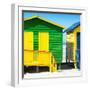 Awesome South Africa Collection Square - Close-Up Colorful Beach Huts - Green & Yellow-Philippe Hugonnard-Framed Photographic Print