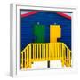 Awesome South Africa Collection Square - Close-Up of Colorful Beach Hut "Four & Five" Blue-Philippe Hugonnard-Framed Photographic Print