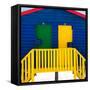 Awesome South Africa Collection Square - Close-Up of Colorful Beach Hut "Four & Five" Blue-Philippe Hugonnard-Framed Stretched Canvas