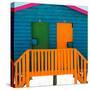Awesome South Africa Collection Square - Close-Up of Colorful Beach Hut "Four & Five" Teal-Philippe Hugonnard-Stretched Canvas