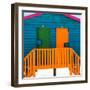 Awesome South Africa Collection Square - Close-Up of Colorful Beach Hut "Four & Five" Teal-Philippe Hugonnard-Framed Photographic Print