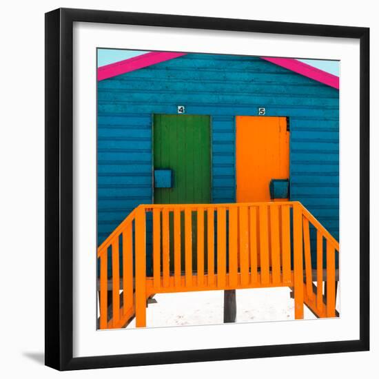 Awesome South Africa Collection Square - Close-Up of Colorful Beach Hut "Four & Five" Teal-Philippe Hugonnard-Framed Photographic Print