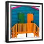 Awesome South Africa Collection Square - Close-Up of Colorful Beach Hut "Four & Five" Teal-Philippe Hugonnard-Framed Photographic Print