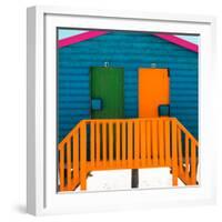 Awesome South Africa Collection Square - Close-Up of Colorful Beach Hut "Four & Five" Teal-Philippe Hugonnard-Framed Photographic Print