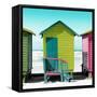 Awesome South Africa Collection Square - Colorful Beach Hut Cape Town - Lime & Greensea-Philippe Hugonnard-Framed Stretched Canvas