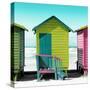 Awesome South Africa Collection Square - Colorful Beach Hut Cape Town - Lime & Greensea-Philippe Hugonnard-Stretched Canvas