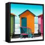 Awesome South Africa Collection Square - Colorful Beach Hut Cape Town - Orange & Teal-Philippe Hugonnard-Framed Stretched Canvas