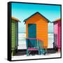 Awesome South Africa Collection Square - Colorful Beach Hut Cape Town - Orange & Teal-Philippe Hugonnard-Framed Stretched Canvas