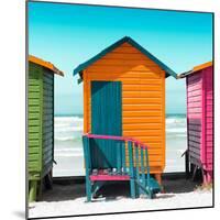 Awesome South Africa Collection Square - Colorful Beach Hut Cape Town - Orange & Teal-Philippe Hugonnard-Mounted Photographic Print