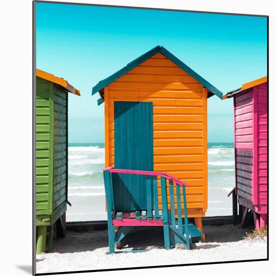 Awesome South Africa Collection Square - Colorful Beach Hut Cape Town - Orange & Teal-Philippe Hugonnard-Mounted Photographic Print