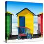 Awesome South Africa Collection Square - Colorful Beach Hut Cape Town - Yellow & Skyblue-Philippe Hugonnard-Stretched Canvas