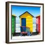 Awesome South Africa Collection Square - Colorful Beach Hut Cape Town - Yellow & Skyblue-Philippe Hugonnard-Framed Photographic Print